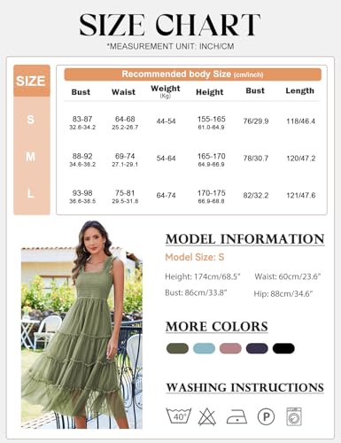 Image of HEEKPEK Womens Summer Midi Dresses 2025 Flowy Tulle Sleeveless Smocked Square Neck Ruffle Tiered Sundress Wedding Guest Party