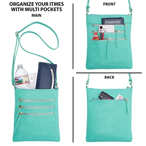 Image of Solene Crossbody Bag Functional Multi Pocket Messenger Purse Top Zip Closure Shoulder Handbag With Adjustable Strap