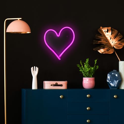 Image of Northlight LED Heart Neon Lighted Wall Art - 13.5 inch - Pink