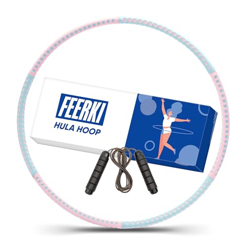 FEERKI - Metal Locking Fitness Hula Hoop For Adults | Jump Rope Included | Fitness Hula Hoops | Kickstart Your Exercise Journey with Hula Hoop Set