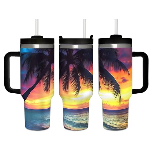 Mount Hour Sunset Beach Stainless Steel Insulated Tumbler 40 OZ (1200 ML)