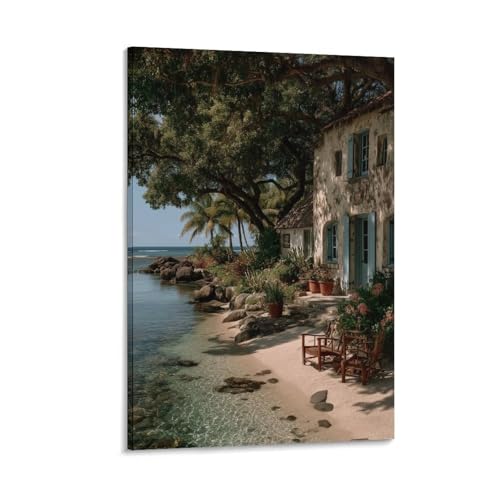 Cadeau chambre art abstrait avec cette toile imprimée paysage de plage unique