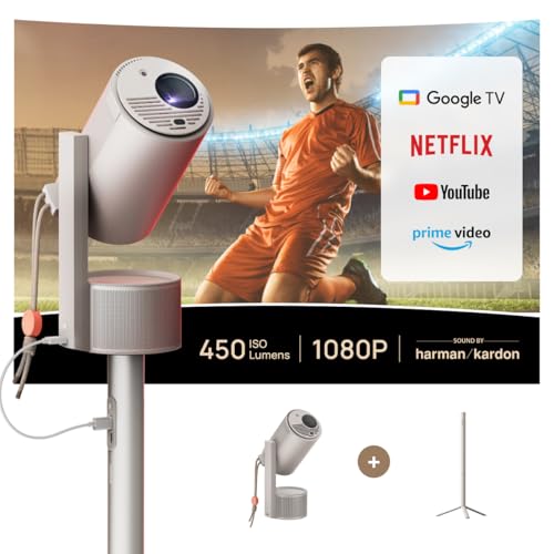 XGIMI MoGo 3 Pro 1080P Mini Projector with PowerBase Stand, Google TV with Licensed Netflix, Build-in Adjustable Stand, Portable Projector, 450 ISO Lumens, ISA 2.0, 2*5w Harman Kardon, Wifi, Bluetooth - Image 2