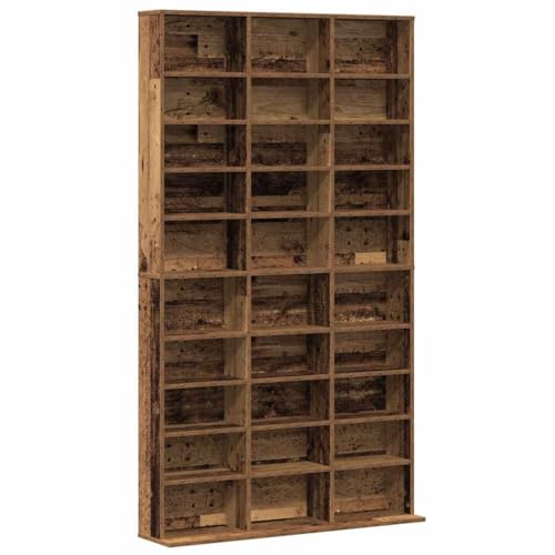 vidaXL Armario de CD de Madera Vieja 101 x 23 x 177.5 cm Almacenamiento Independiente con 30 Compartimentos para Organizar tu Oficina en Casa Biblioteca y Estudio Estanterías de Medios Unidad Moderna