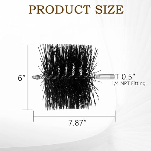 6 Inch Poly Round Chimney Cleaning Brush, 1/4 NPT Fitting, Masonry Flue Compatible - Thumbnail 2