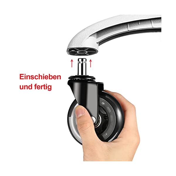 5er Set Hartboden Rollen für Bürostuhl Schreibtisch Stuhl Bürostuhlrollen Ruhiges Drehstuhlrollen Gummi Ersatz Räder 11x… – Bild 5