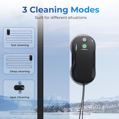 Image of Tosima W5 Window Cleaning Robot, 6400Pa Max Adaptive Suction, Auto-Spray Smart Window Cleaner with Triple Safety System, Intelligent Navigation, Remote Control, for All Smooth Surfaces, Black