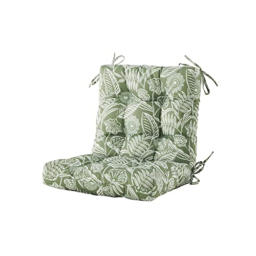Blisswalk Outdoor Chair Cushion，Tufted Outdoor Cushion Seat And Back, Floral Patio Furniture Cushion With Tie,40"X20",All Weather #TOP9