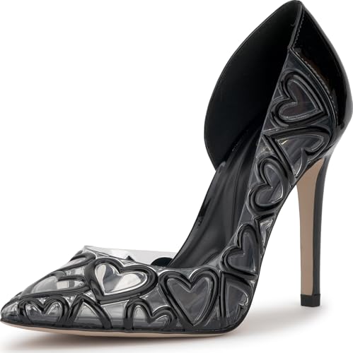 Jessica Simpson Palvin Heart Detail D'Orsay Pump, Black/Clear, 7.5