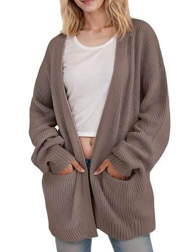 Image of Jhsnjnr Women Autumn Baggy Knitted Cardigans Oversized Chunky Knitwear Balloon Sleeve Open Front Sweater