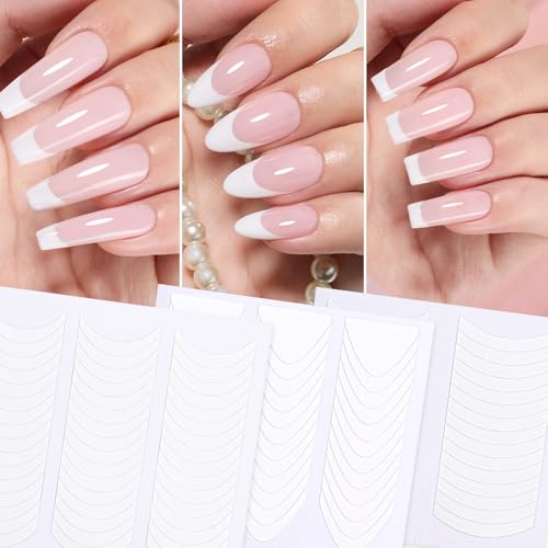 Image of Beetles French Manicure Nail Art Stickers 30 Sheets French Tip Tool 3 Designs Self-Adhesive Nail Tips Guides for DIY Decoration Nails Art