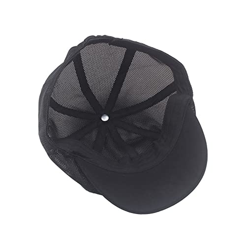 Yosuwer Unisex 8 Panel Mesh Newsboy Hat Short Brim Summer Breathable Cabbie Visor Cap Painter Flat Beret (As1, Alpha, One_Size, Black, One Size) #TOP2
