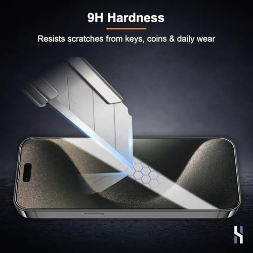 Image of Tempered Glass for iPhone 15 Pro Max (6.7 Inch) Military Grade 9H Screen Guard, Anti-Scratch, Shatterproof, Edge-to-Edge Full Coverage - Black Border
