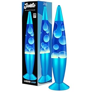 JAMBO 16″ Beautiful Lamp- Blue with White/Blue Wax, Relaxing Liquid Light, Night Light Nightlight, Home Decor Living Room Office Bedroom Lamp for Adults Teens Kids, Magma Motion