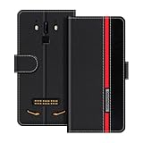 UOGNADGD Lederhülle Kompatibel mit Doogee S90 Klappbares Portemonnaie-Hülle mit Magnetverschluss Ständer & Kartenfächern stoßfestem Schutz (Schwarz)