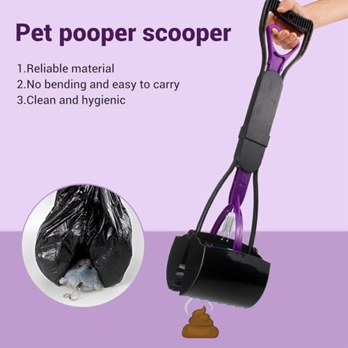 Image of 17.7in Large Pooper Scooper, Long Handle Dog Poop Scooper Pet Waste Cleanup Tool for Medium Large Dogs Grass Gravel Pick Up