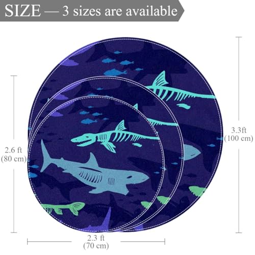Tapis de salle de bain requin antidérapant rond 1m pour sécurité enfant
