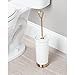 mDesign Modern Plastic Bathroom Storage and Cleaning Accessory Set - Includes Toilet Bowl Brush and Wastebasket Trash Can/Garbage Bin - 2 Pieces - White/Soft Brass