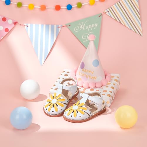 Image of Kolan Toddler Girl Sandals Open Toe Flat Princess Dress Shoes Little Kids