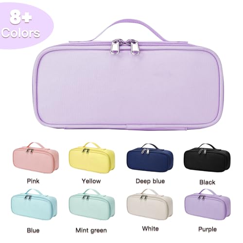 Image of Hsmihair Big Capacity Pencil case pencil Bag Multifunctional Pencil Pouch with Compartmens, pencil box for girls boys Stationery Bag Pencil case Pouch Cosmetic 2100ML (Purple)