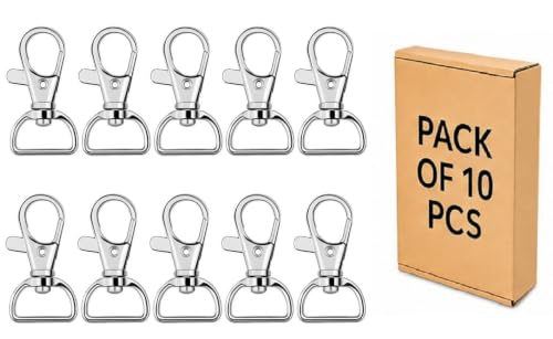 Image of Q1 Beads 10 Pack Steel 40x20 mm Lobster Claw Clasps - Wide 3 /4 Inch D Ring - 360 Swivel Trigger Snap Hooks - Great for DIY Lanyards, Keychain Clasps - Swivel Hooks for Purses by Specialist ID Card