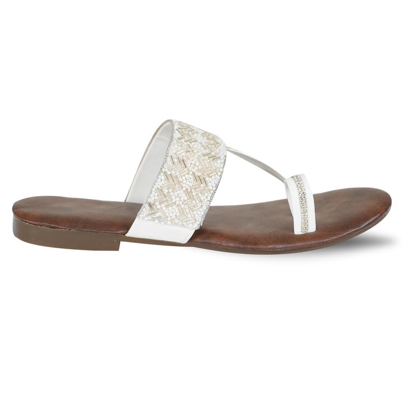 Image of DFR Flip Flops for Women Daily Use Comfortable Ethnic Embroidered Girls Slippers flipflops chappals