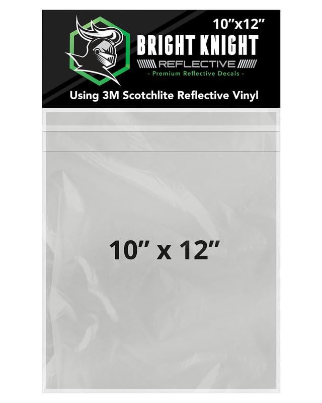 Image of Bright Knight Decals White 3M Reflective Tape - 10x12 Flat Sheet Vinyl Motorcycle Helmet Stickers, Waterproof Safety Vinyl Wrap, Reflective Stickers for Helmet, Hard Hats, Cars, Bikes & Rims