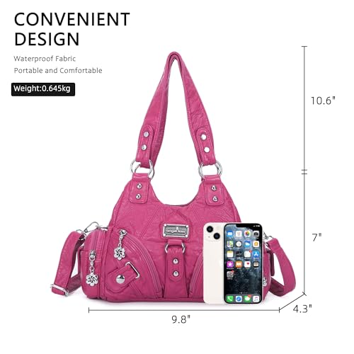 Image of Angel Kiss Purses for Women Small Hobo Shoulder Bags Vagen Leather Multi-Pocket Tote Bag with Zipper