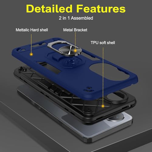 Image of Armor Vivo T2 5G / Y100 5G Defender Case | Rotating Ring Holder & Kickstand in-Built | Military Grade Armor | 360 Degree Protection Back Cover for Vivo T2 5G / Y100 5G (Blue)