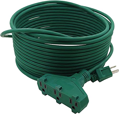 Clear Power 35 Ft 3 Outlet Lawn & Garden Outdoor Extension Cord 16/3 Sjtw, Green Power Cord For Holiday Lighting & Decoration, 3-Prong Grounded Plug, Water & Weather Resistant, Dcoc-0194-Dc #TOP2