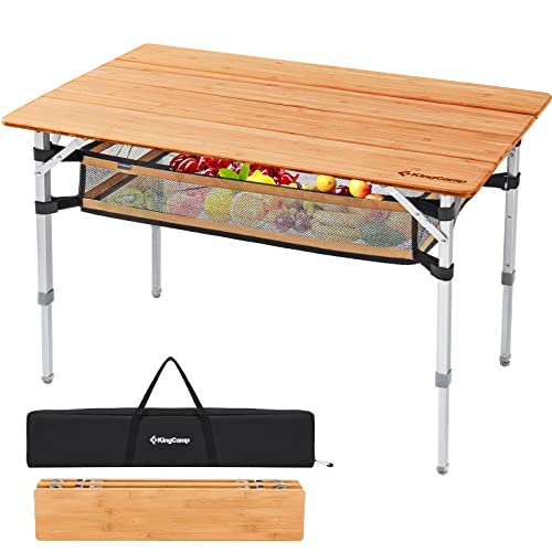 KingCamp Folding Table, 39.3x25.6x17.7/20.5/25.6in, Yellow_39.3