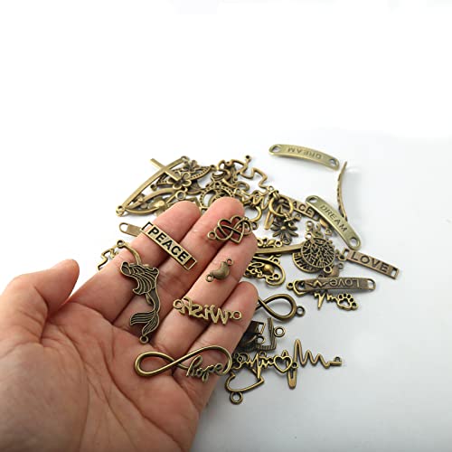 HERZWILD Jewellery Connector Heart Metal 50 Pieces Mixed Charms Pendant Set DIY Jewellery Pendant Infinity Sign Pendant DIY Crafts Charms Pendant (gutong-lianjiediaozhui) - Image 4