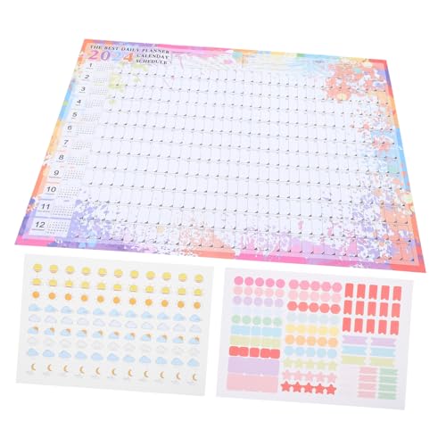 ZUNOXAZ 年英語版壁掛けカレンダー シンプルデザイン メモ書き可能 オフィス 家用スケジュール管理 ?古美式風インテリアアクセサリー