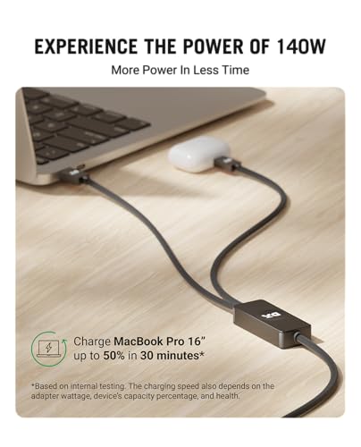 Image of DailyObjects SURGE Kevlar Core Twin Port USB-C 140W Charging Cable|USB Type-C|Fast Charging,480Mbps Data Transfer,Data Sync|Compatible with Android & iOS Smartphone,Earphone,Tablet /Ipad,Macbook,Black
