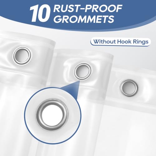 Image of downluxe Clear Shower Curtain Liner with Magnets, Clear Shower Liner, 60 inch W x 72 inch L Lightweight Shower Curtains for Bathroom