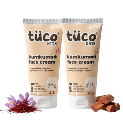 Image of Tuco Kids Kumkumadi Face Cream | Lightweight, Non Greasy & Fast Absorbing | Infused with Kumkumadi, Red Sandal Manjistha & Turmeric | Fights Tan, Brighten Skin & Reduce Dull Spots | SLS & Paraben Free | Safe for Baby-50gm Pack of 2