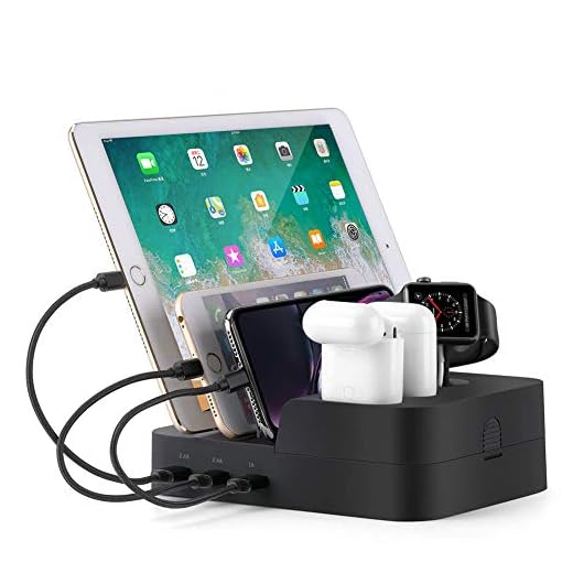Ocim 6 Port USB Charging Station,Multiple Devices Desktop Charger Docking Organizer Compatible for Airpods Pro Apple iWatch iPhone iPad Tablets and Smart Cell Phones
