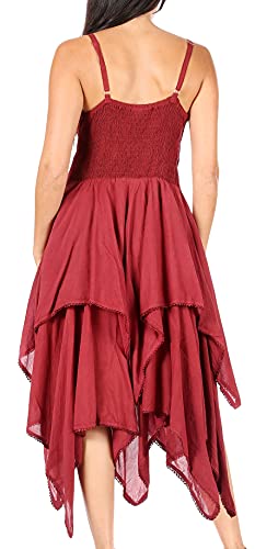 Image of Sakkas Lady Mary Jacquard Corset Style Bodice Lightweight Handkerchief Hem Dress