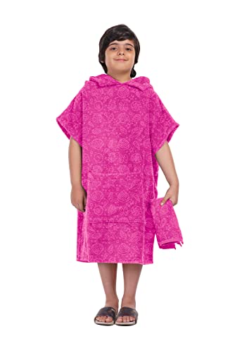 ALLEN & MATE Serviette à Capuche 100% Coton pour Enfant, Poncho de Bain avec Poches, idéal pour la Natation, Les Vacances, la Plage, Le Surf et Le Bain