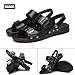 EGEBS Men's Leather Buckle Flat Sandals with Adjustable Dual-Purpose Strap Fashion Studded Breathable Open Toe Soft Sole Slip-On Slides Summer Daily Anti-Slip Beach Sandals (black,10)