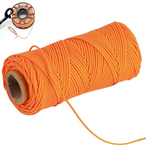 150ft Scuba Diving Reel Line, High Visibility Orange Spool Reel Line Cord for Safety Underwater Snorkeling, Cave, Wreck, Drift Diving, Spear Fishing, Kayak Anchor