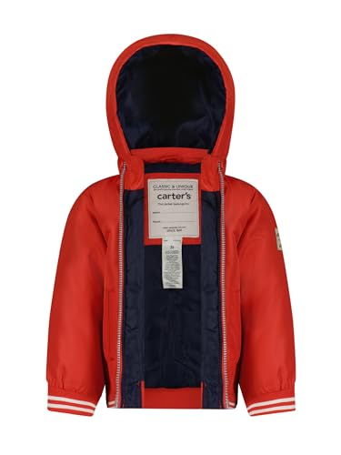 Manteau garçon mi-saison rouge et chaud pour l'hiver avec capuche