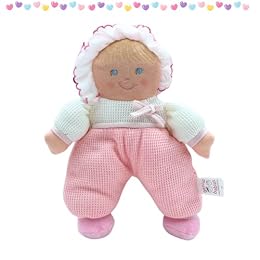 Genius Baby Toys My First Baby Doll, Pink Thermal Fabric, Cuddly Soft Lovey for Infants, Classic Vintage Design, No Hard Parts, Machine Washable, Baby Gift, 0–12 Months
