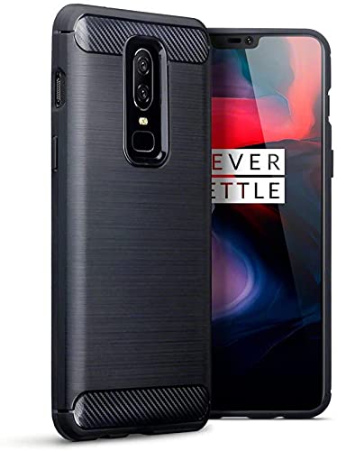 Image of NPRC Hybrid Ultra Slim Protective Case TPU Non-Slip Carbon Fiber Texture Shockproof Case Cover for Oneplus 6 - Black