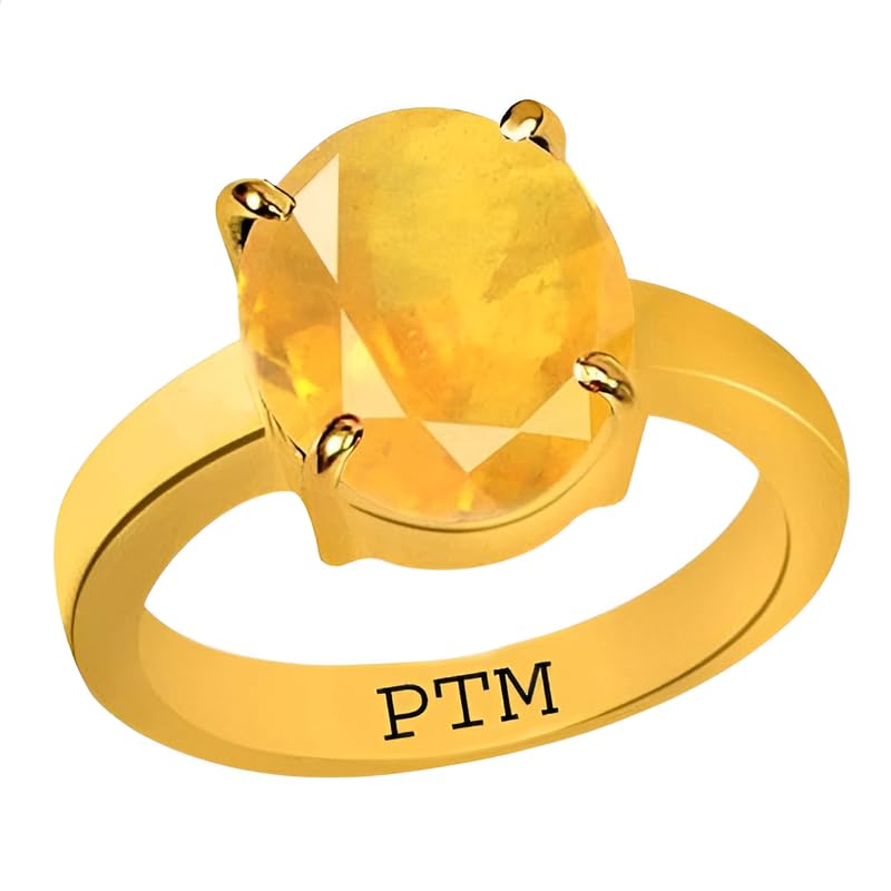 Panchdhatu (5 metals) Yellow Sapphire (Pukhraj) 3.25 Ratti to 10.25 Ratti or 3.0 Cts to 9.35 Cts Astrological Gemstone 22 K Gold Plated Ring for Men & Women-image-20