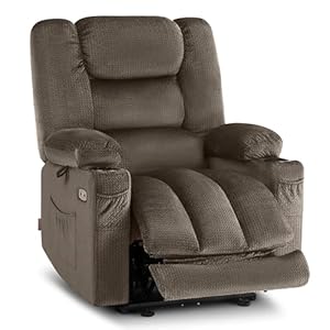 MCombo Zero Gravity Power Recliner Chair with Heat and Vibration Massage, Reclining Chair with USB & Type C Ports, Cup Holders for Living Room, Fabric 6079 (Dark Brown Medium 21.2″ Seat Width)