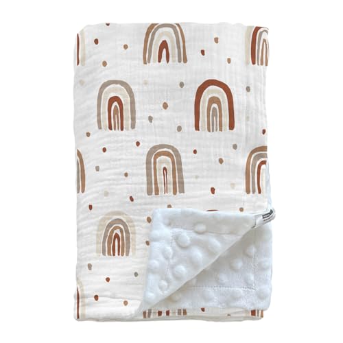 Image of Soarwg Kids Baby Blanket Unisex Newborn, Super Soft Nursery Minky Blankets with Muslin Cotton for Boys Girls, Toddler Baby Nursery Bed Blanket Shower Gifts, 30 x 40 Inch