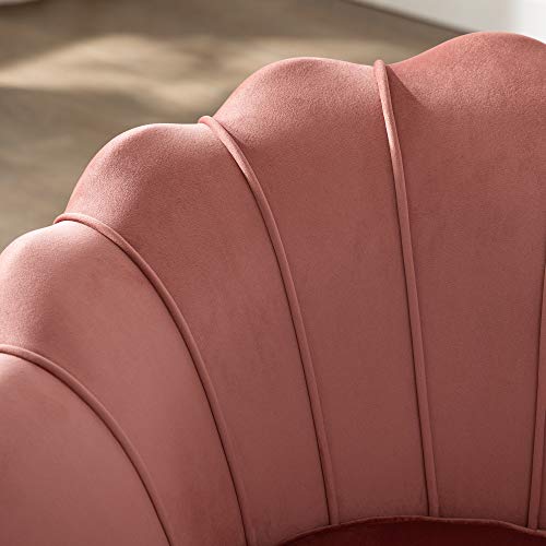 Dagonhil Pink Velvet Accent Chair For Living Room, Lounge Chair For Bedroom With Gold Metal Legs, Vanity Chair For Makeup Room, Dusty Pink #TOP3