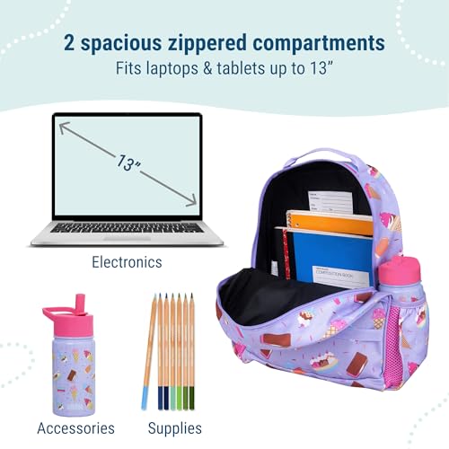Image of Wildkin Kids Backpack for Boys & Girls, ECO rPET Recycled Lightweight 15 inch Bookbag with Padded Straps - Ideal for Preschool, Kindergarten, School & Travel, Ages 4-6 - Sweet Dreams