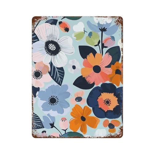 Tin Hanging Picture Vintage Metal Sign Art Poster Playful Floral